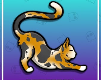 STRETCH CAT CALICO Channel Points Emote for Twitch / Discord / Stream / Affiliate / Chat / Stream / YouTube / Art / Badges / Emoji / Cute