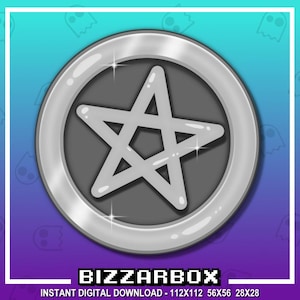 SILBER PENTAGRAMM COIN Channel Punkte Emote für Twitch / Gothic / Discord / Stream / Chat / Stream / Badges / Witchy Emote / Coin Emote