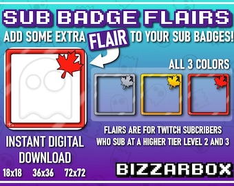 CANADIAN FRAMES Twitch Flairs / Sub Badge Flairs / Sub Badges / Loyalty Badges / Streamer / Stream / Subscriber / Bundle / Cute / Border