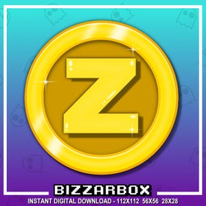 Z LETTER COIN Channel Points Emote for Twitch / Channel Point Icon / Money Emote / Coin Emote / Reward / Discord / Stream / Emotes Badges