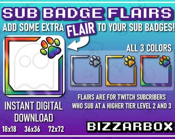 PAW FRAMES Twitch Flairs / Sub Badge Flairs / Sub Badges / Loyalty Badges / Streamer / Stream / Subscriber / Bundle / Cute / Border