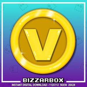 V LETTER COIN Channel Points Emote for Twitch / Channel Point Icon / Money Emote / Coin Emote / Reward / Discord / Stream / Emotes Badges