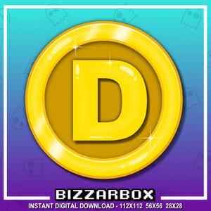 D LETTER COIN Channel Points Emote for Twitch / Channel Point Icon / Money Emote / Coin Emote / Reward / Discord / Stream / Emotes Badges