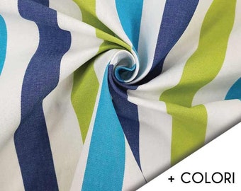 Tessuto da Esterno Rigato Multicolor H 160 cm - venduto Al Metro - per Gazebo, Tende, Poltrone, Divani, Ombrelloni, Sdraio - Anti UV