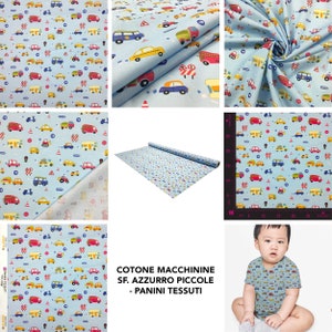 Cotoni a Fantasia firmati Panini Tessuti certificati Oeko-Tex e Made in Italy Venduti Al Metro ideali per Bambini Macchinine Piccole