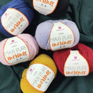 Pure Maxi Merino Wool Superwash Garenbroodjes - 100% Extrafine Merino Ball - 50g - voor haken, breinaalden - Handgemaakt