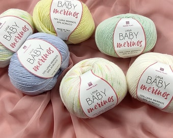 Fils Panini en laine mérinos pour bébé - 70 laines et 30 acryliques - 50 g - pour crochet et aiguilles à tricoter - Fait main