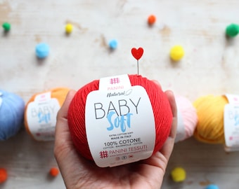 100% Cotton Yarn Baby Soft – Made in Italy – Oeko-Tex Certified, Natural Cotton for Crochet and Knitting