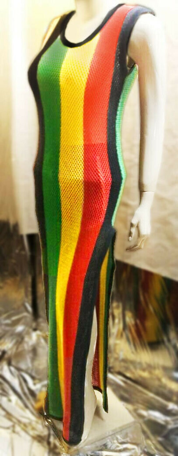 rasta fishnet maxi dress