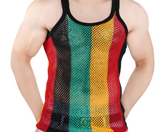 Handmade Rasta String Vest Mesh Fishnet 