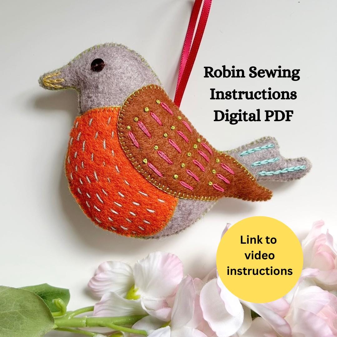 Robin Sewing Pattern, Digital Pdf Instructions, Embroidery Project ...