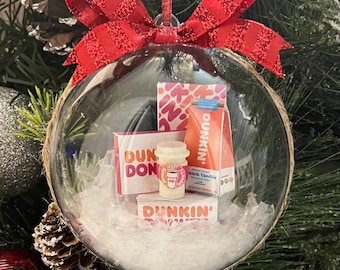 Dunkin Donuts Ornament, Christmas ornament, Holiday Decorations, Personalized Ornaments, Funny Ornaments, Handmade Ornaments