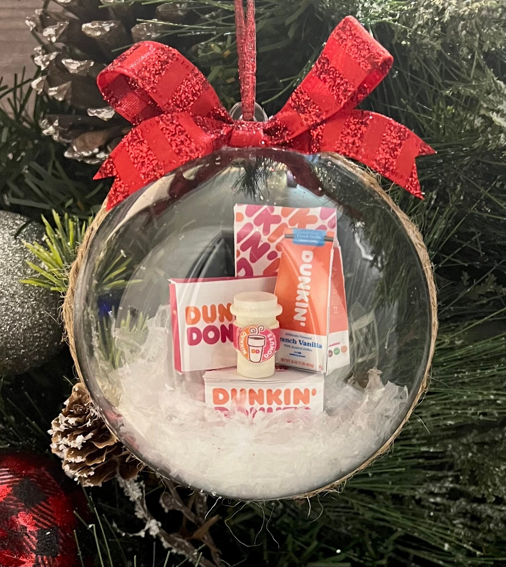 Dunkin Donuts Ornament, Christmas ornament, Holiday Decorations, Personalized Ornaments, Funny Ornaments, Handmade Ornaments