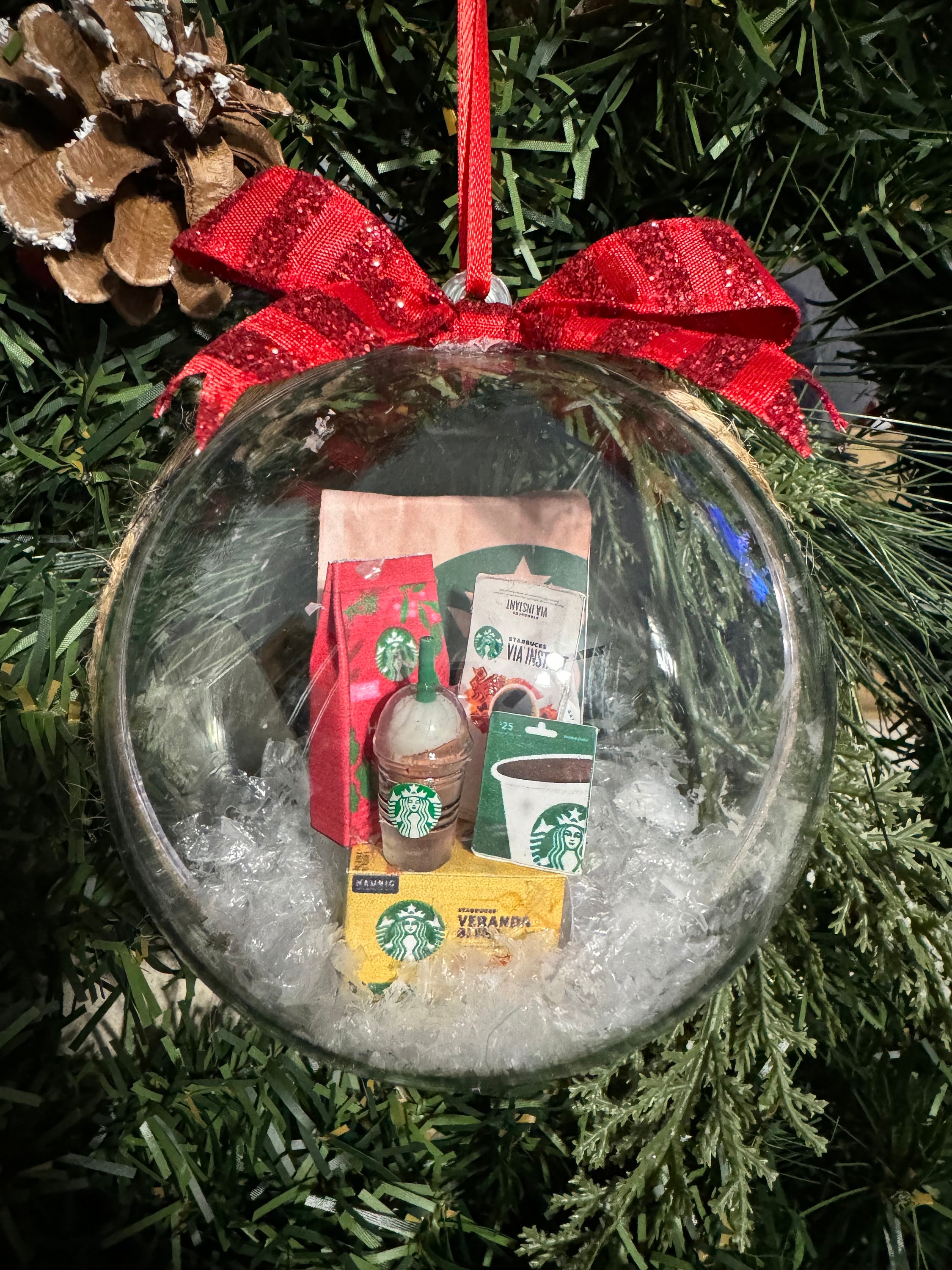 Ornamento Ceramica Starbucks 2018 Limited Edition - Tote Natalizio Con Manici Mobili, Portacarte Regalo
