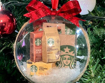 Regalo para amantes del café / Adorno inspirado en Starbucks / Decoración navideña hecha a mano para el árbol / Adorno de café / Idea de regalo navideño