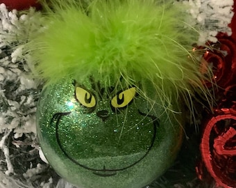 Adorno del Grinch, adorno navideño, decoraciones navideñas, adornos personalizados, adornos divertidos, adornos hechos a mano