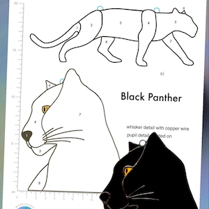 Black Panther - Pattern for Stained Glass Copper Foil (Digital PDF and JPG DOWNLOAD) (2 patterns)