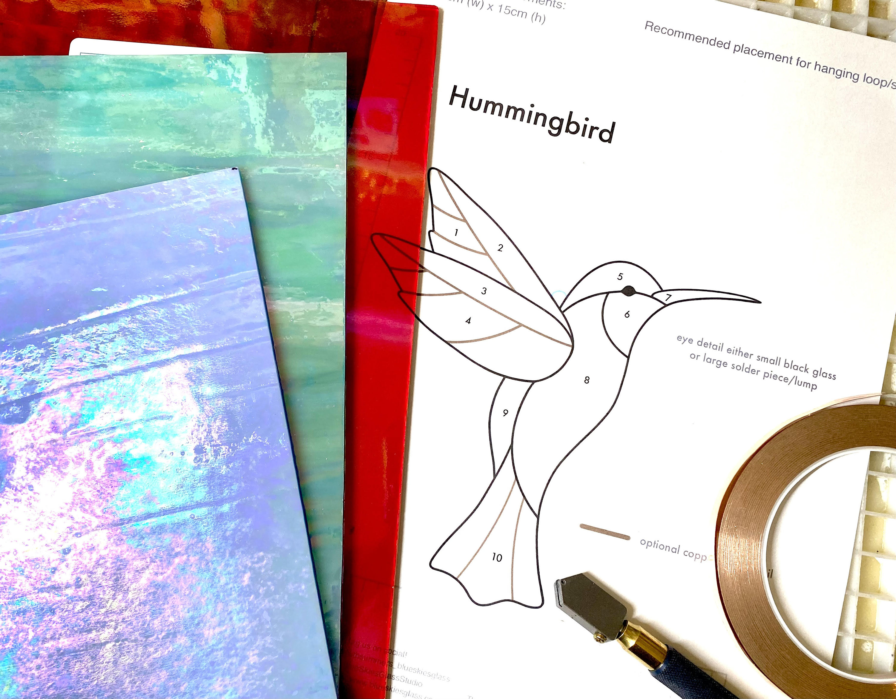 Large Hummingbird Pattern Hummingbird - Pattern for Stained Glass Copper Foil (digital PDF and ...