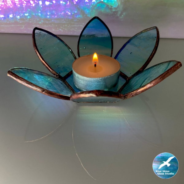 Lotus Flower Tea Light Holder - DIGITAL DOWNLOAD PATTERN for Stained Glass Copper Foil