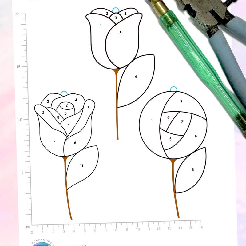 3 Roses Stained Glass Pattern Rose Stained Glass Pattern - Etsy