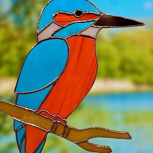 IJsvogel op tak - glas-in-loodpatroon (digitale pdf en JPG DOWNLOAD)