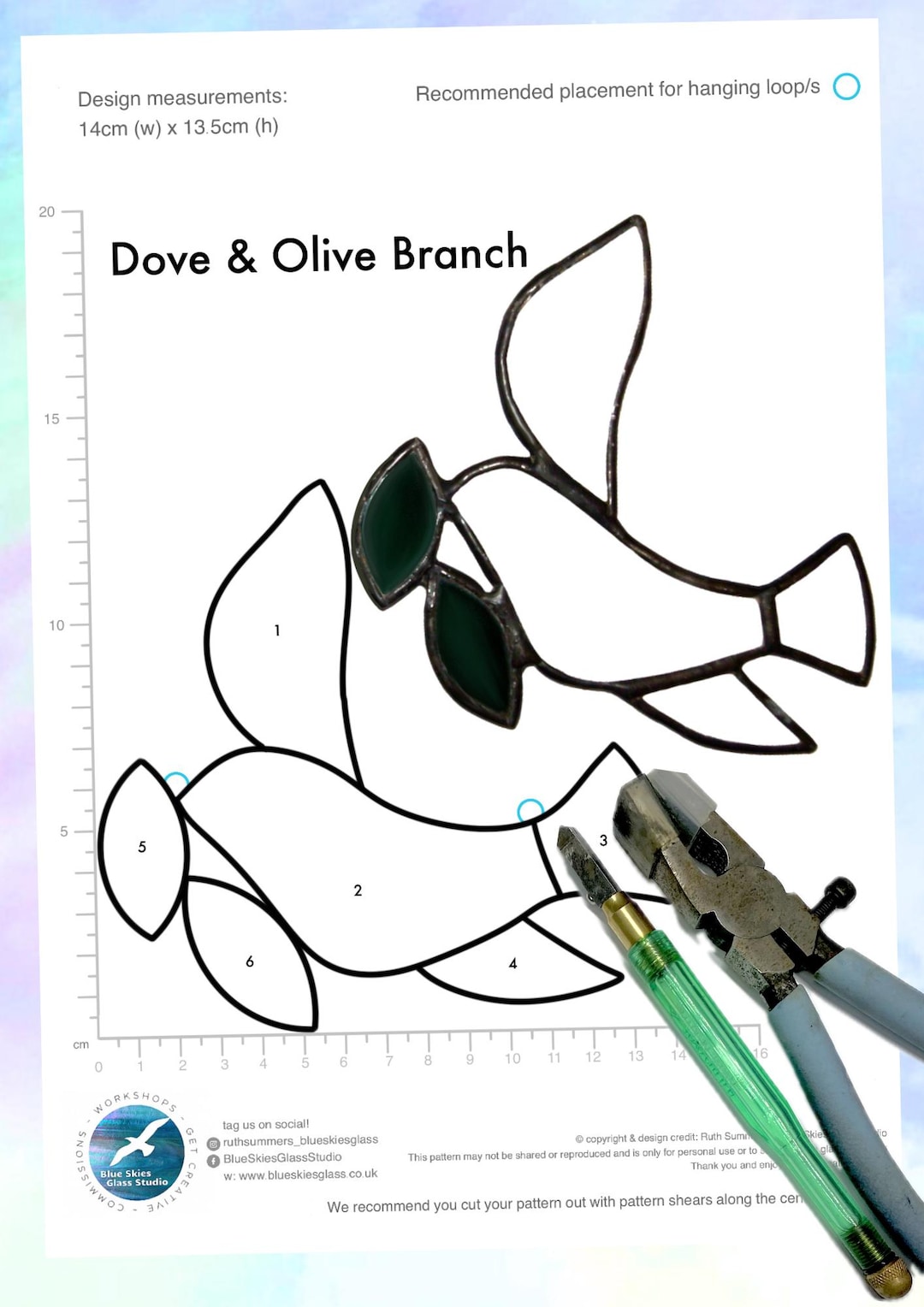Dove & Olive Branch - Pattern for Stained Glass Copper Foil (digital ...