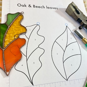 Oak & Beech Leaves - DIGITAL DOWNLOAD PATTERN for Stained Glass Copper Foil (2 patterns in 1)