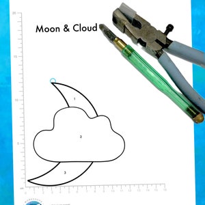 Moon & Cloud - DIGITAL DOWNLOAD PATTERN for Stained Glass Copper Foil