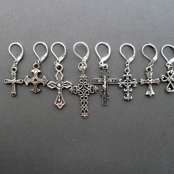 Mini Cross Men Dangle earring Cross Dangle men earring Single earring Birthday men gift for Dad Small Cross for Boy Girl  Men Women