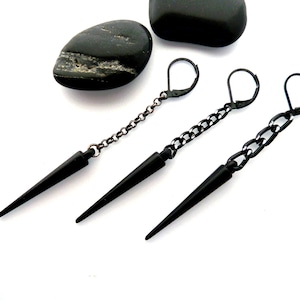 Schwarze Männer Ohrring Lange Spike Ohrring Goth Ohrring Schwarze Spitze Ohrhänger Goth Kegel