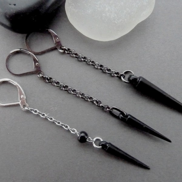 Long spike earrings, Black spike dangle, men spike earring, boys spike earring, goth spike dangle stylish spike, Birthday man, gift for Guys