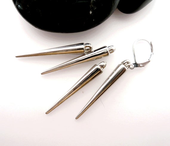 GOLD-FILL SPIKE EARRINGS WITH SILVER CHAIN – HALEY LEBEUF