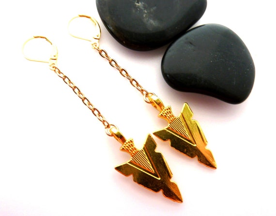 Men Dangle earring, Men Arrow earring, Men's gold earring, Gift for men Men Viking earring Single earring,Christmas gift,Women Birthday gift