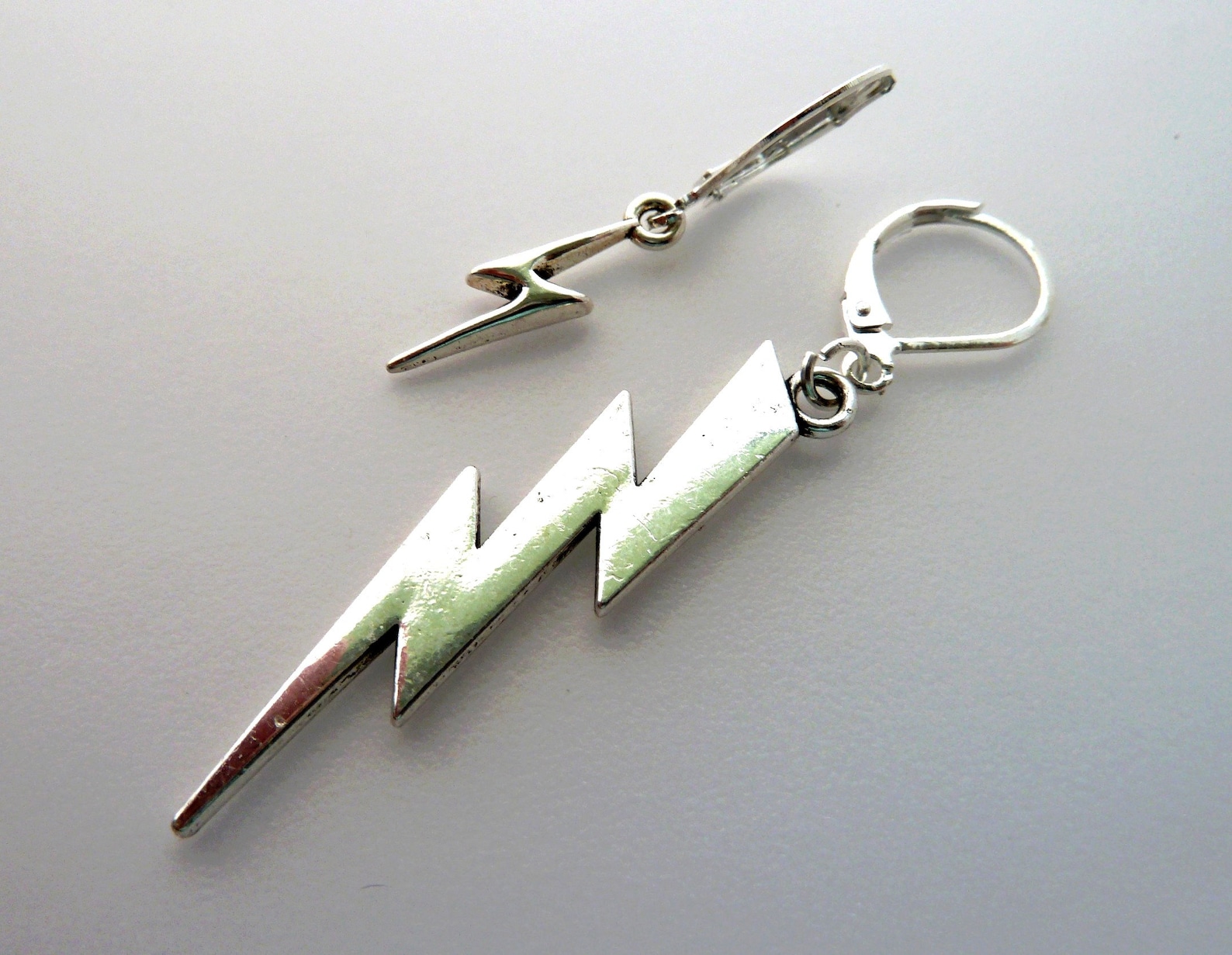 Lightning Earring Strike Earring Flash Earring Men Silver Etsy