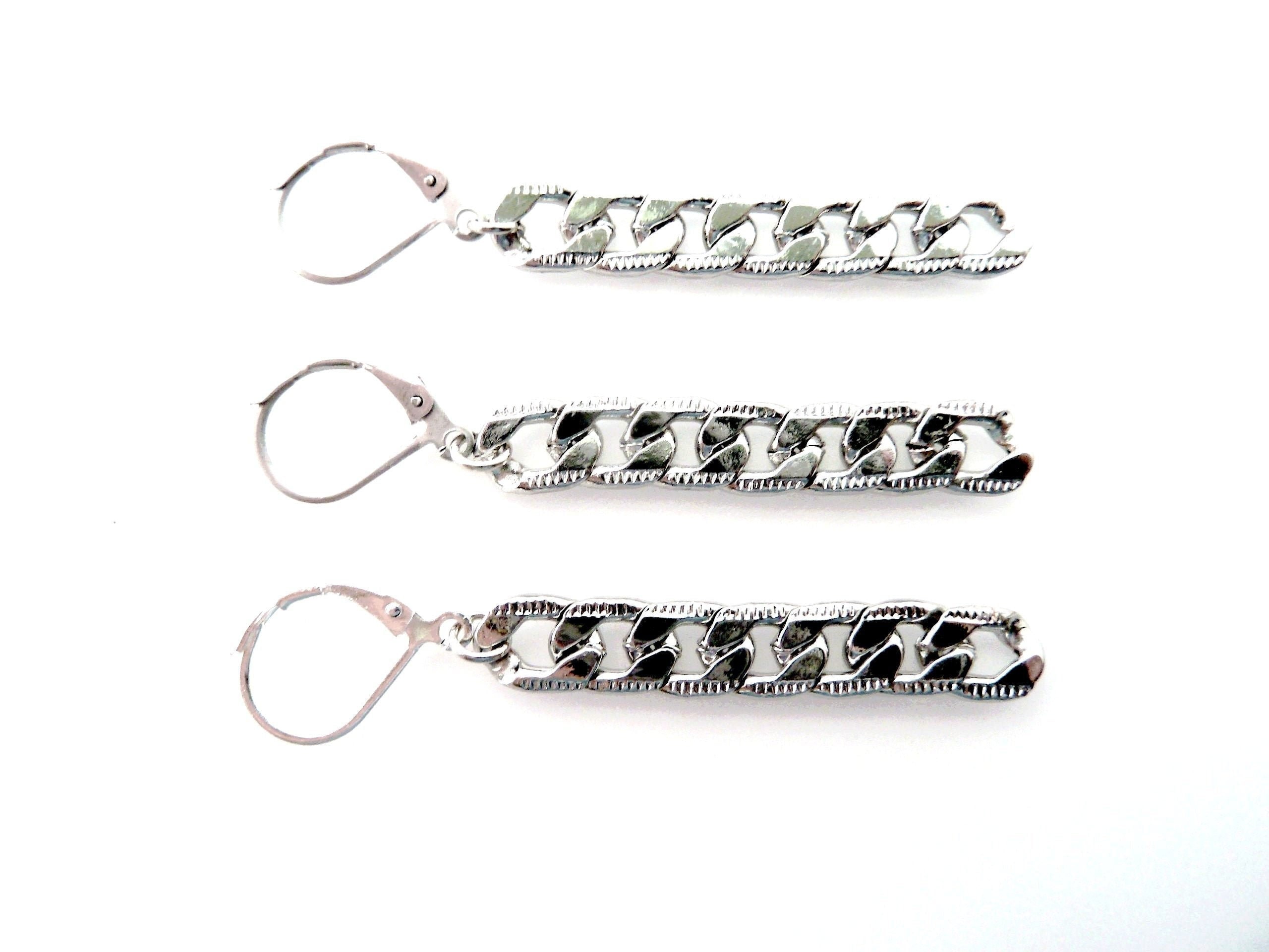 Dangle Man earring Chain Men earring Single earring Silver Etsy