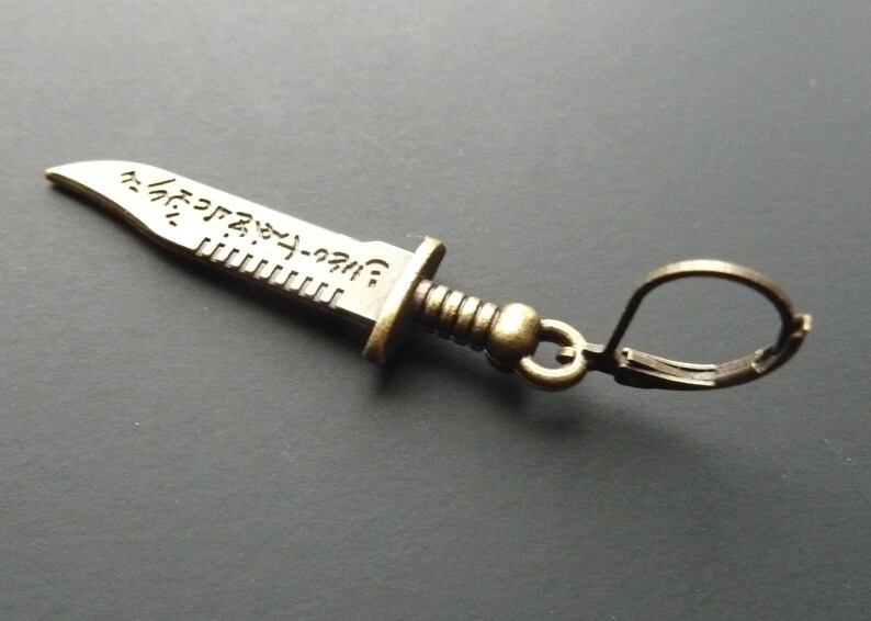Long Men Earring Hunting Knife Japanese Dagger Men Bronze Earring One