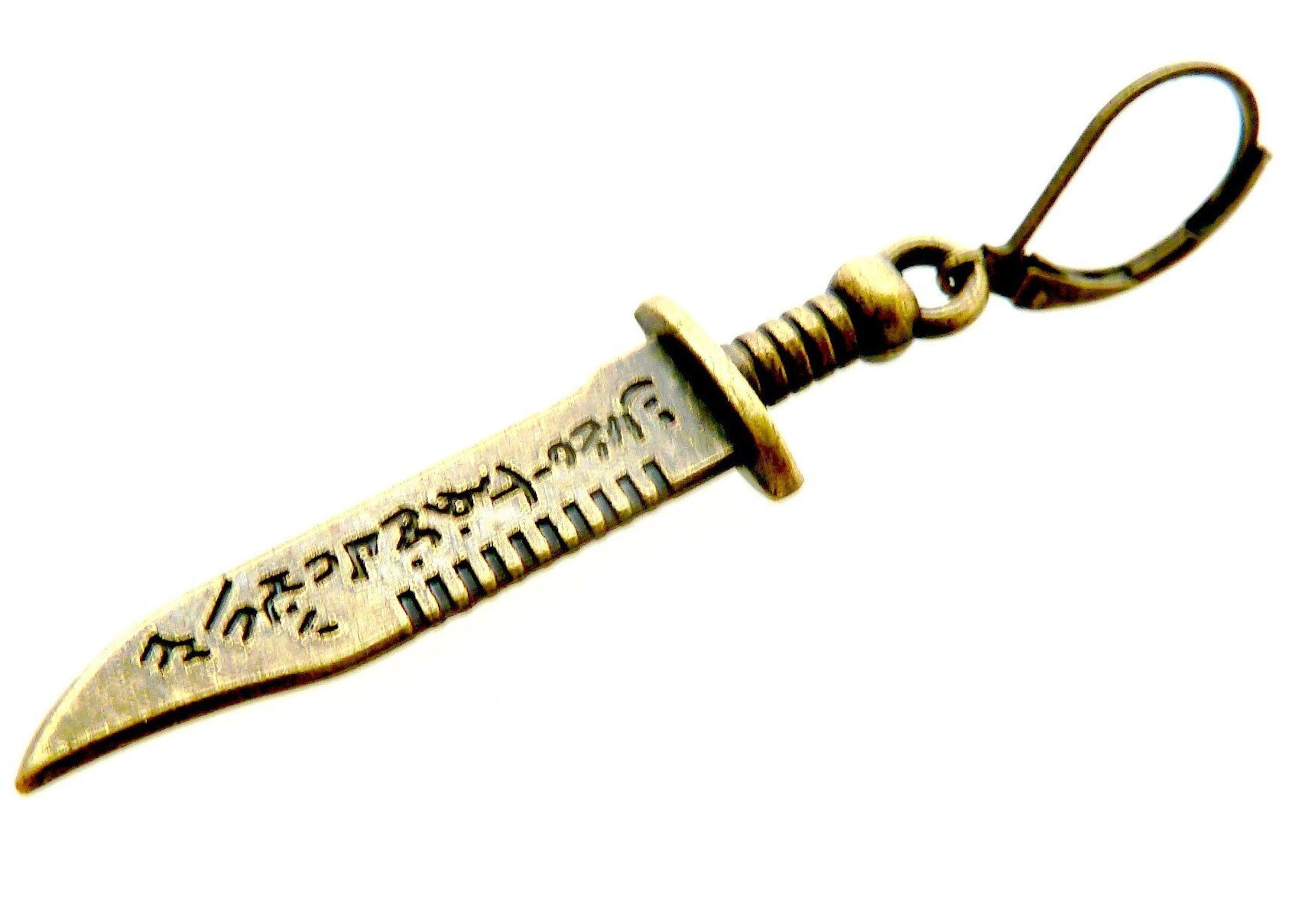 Long Men Earring Hunting Knife Japanese Dagger Men Bronze Earring One