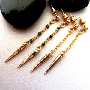 Men Gold earring Gold Enamel Chain Cone earring Graceful Small Earring Gift for Men Women Guys Girlfriend