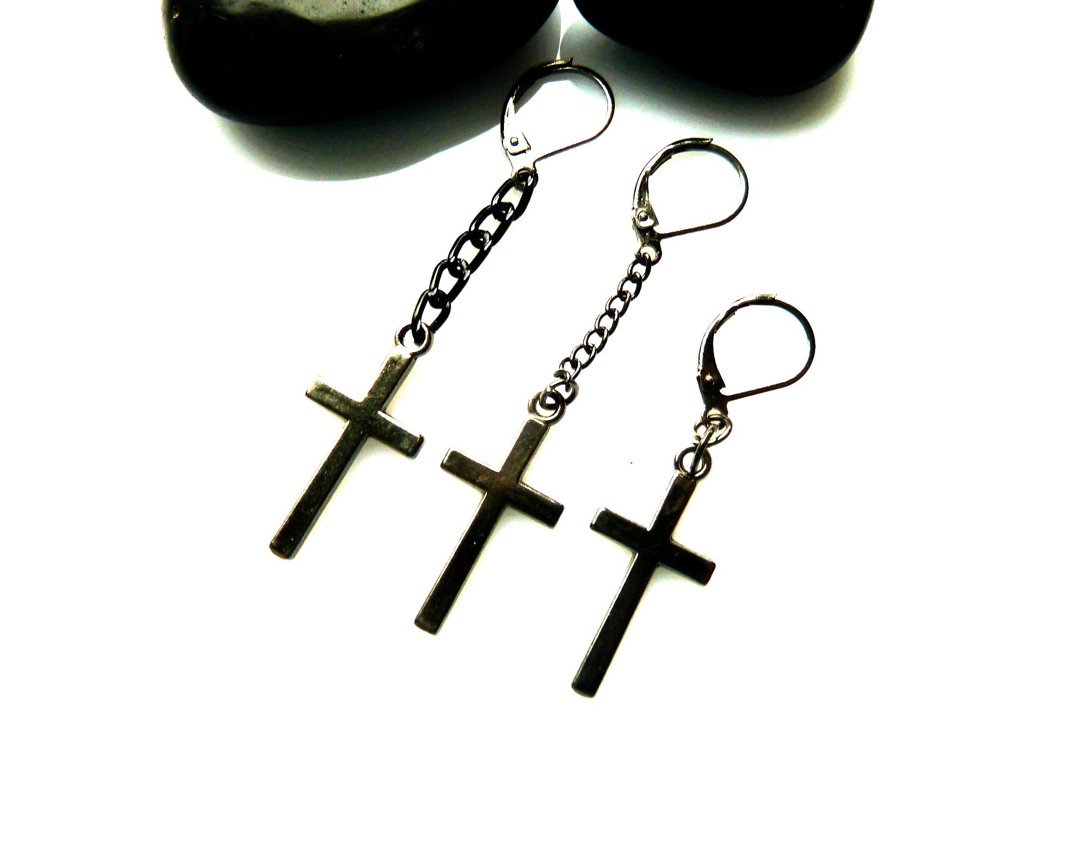 Discover more than 92 dangling cross earrings black best esthdonghoadian