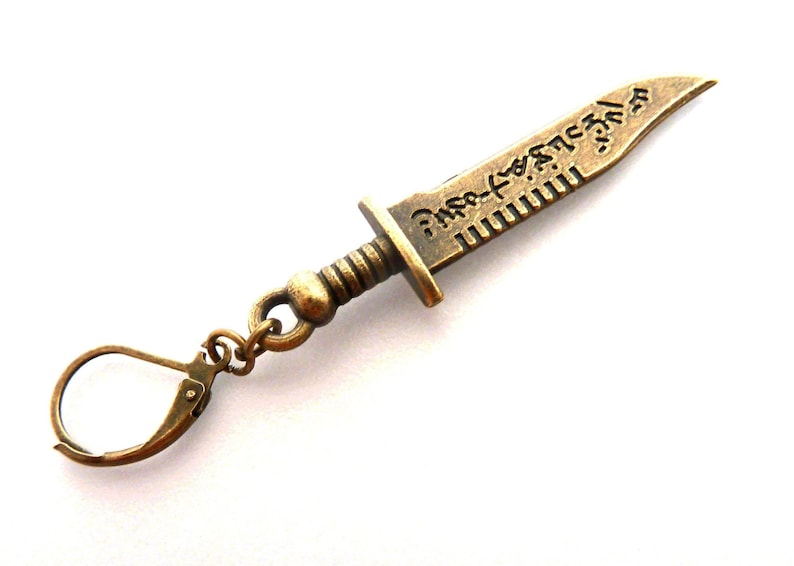 Long Men Earring Hunting Knife Japanese Dagger Men Bronze Earring One