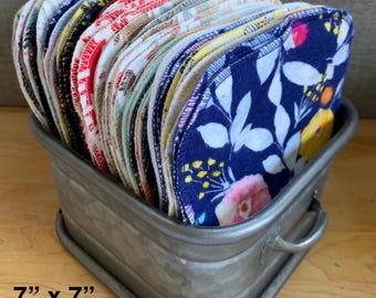 Reusable Cotton Flannel Napkins – 12 assorted Patterns – 7"x7" Paperless Wipes | Zero Waste.