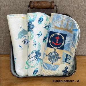 Guardanapos de flanela reutilizáveis: estampa de tartaruga, ecológicos, pacote com 12 unidades 4 each pattern -A