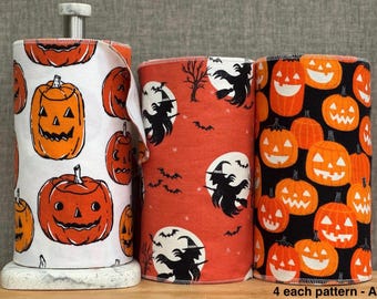 Halloween Reusable Paperless Towels – Jack-O'-Lantern Fall Decor Cloth Napkins
