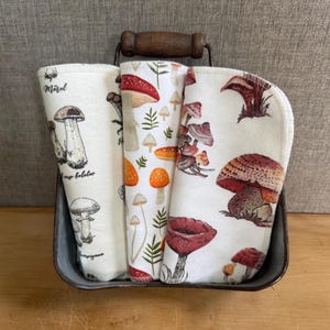 Mushroom Print Reusable Cloth Napkins: 12-Pack Cotton Flannel Baby Wipes 4each this pattern A