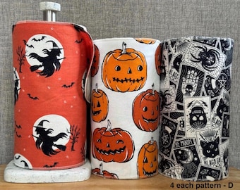 Halloween Reusable Paperless Towels – Jack-O'-Lantern Fall Decor Cloth Napkins (10”x14”)