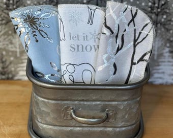 Christmas Flannel Paperless Towels, Reusable Cloth Napkins, Holiday Decor