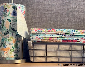 Reusable Cotton Flannel Towels: 12 Different patterns, (10"x12") Washable Cloth Napkins