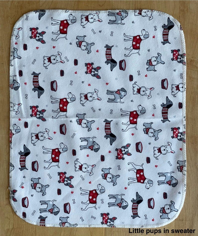Wiederverwendbare, papierlose Küchentücher aus Baumwollflanell: Umweltfreundliches Küchentuch (25 x 30 cm) Little pups sweater