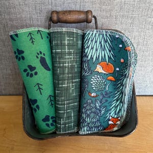 Woodland Animals Flannel Napkins: Reusable Cloth Wipes, Eco-Friendly (Set of 12)