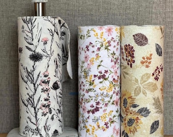 Reusable Cotton Flannel Towels (Set of 12): Floral Print, Eco-Friendly Kitchen (10”x12”)